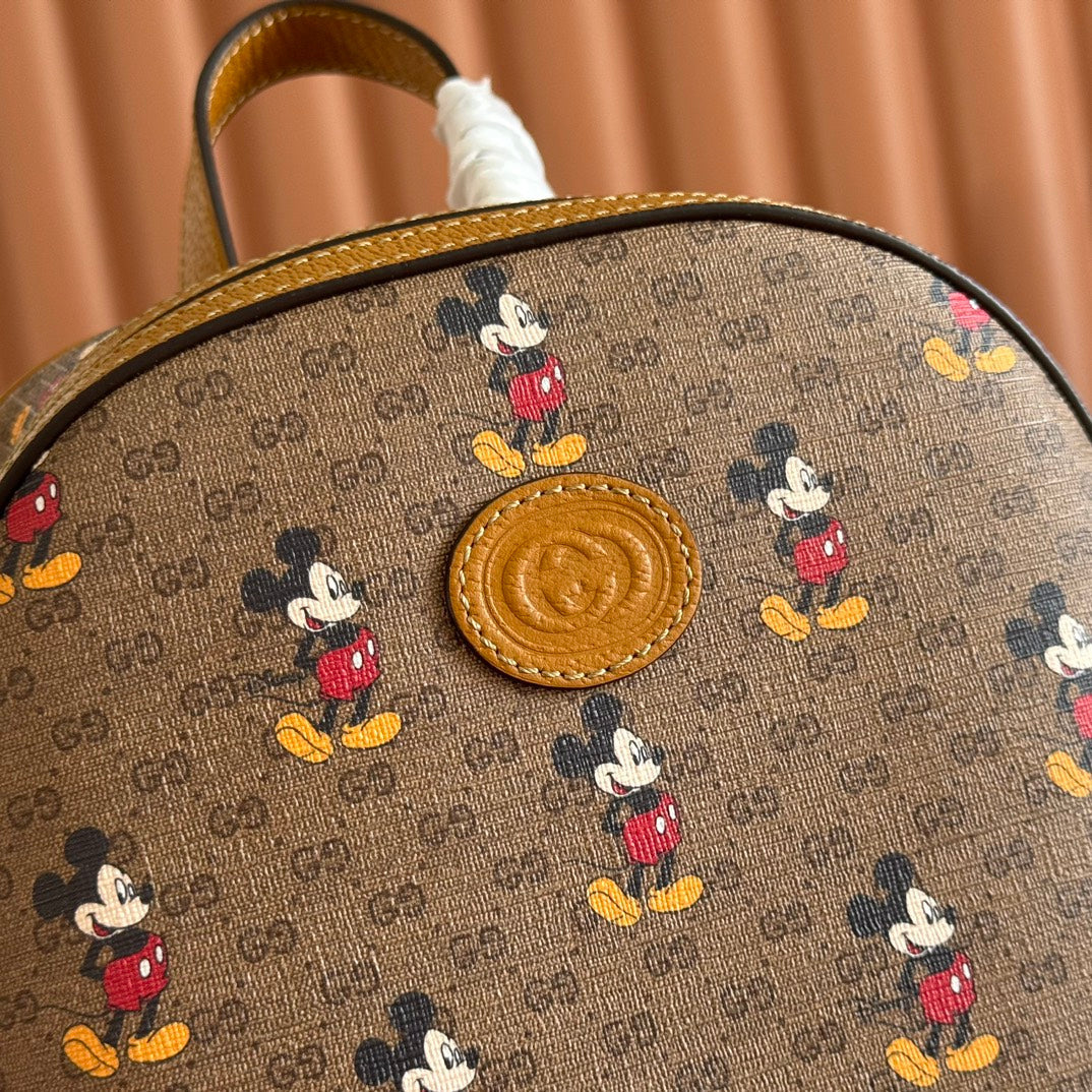 Gucci Mickey Backpack Brown Canvas Leather 255347 mysite