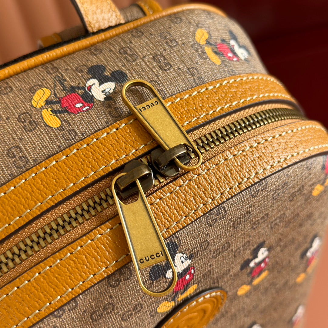 Gucci Mickey Backpack Brown Canvas Leather 255347 mysite