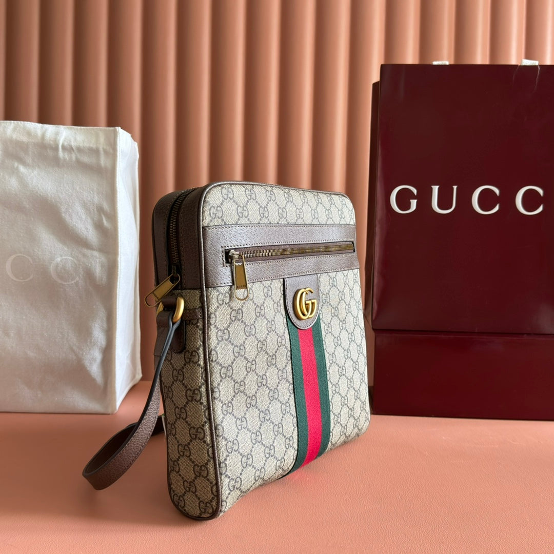 Gucci Ophidia GG Small Messenger Bag Ebony Brown Canvas Leather mysite