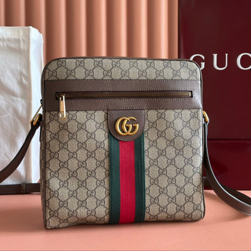Gucci Ophidia GG Small Messenger Bag Ebony Brown Canvas Leather mysite