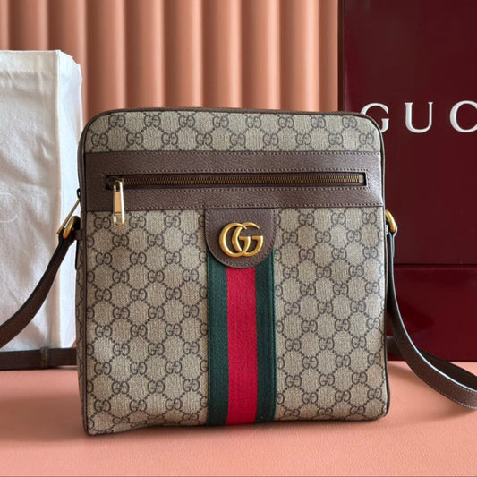 Gucci Ophidia GG Small Messenger Bag Ebony Brown Canvas Leather mysite