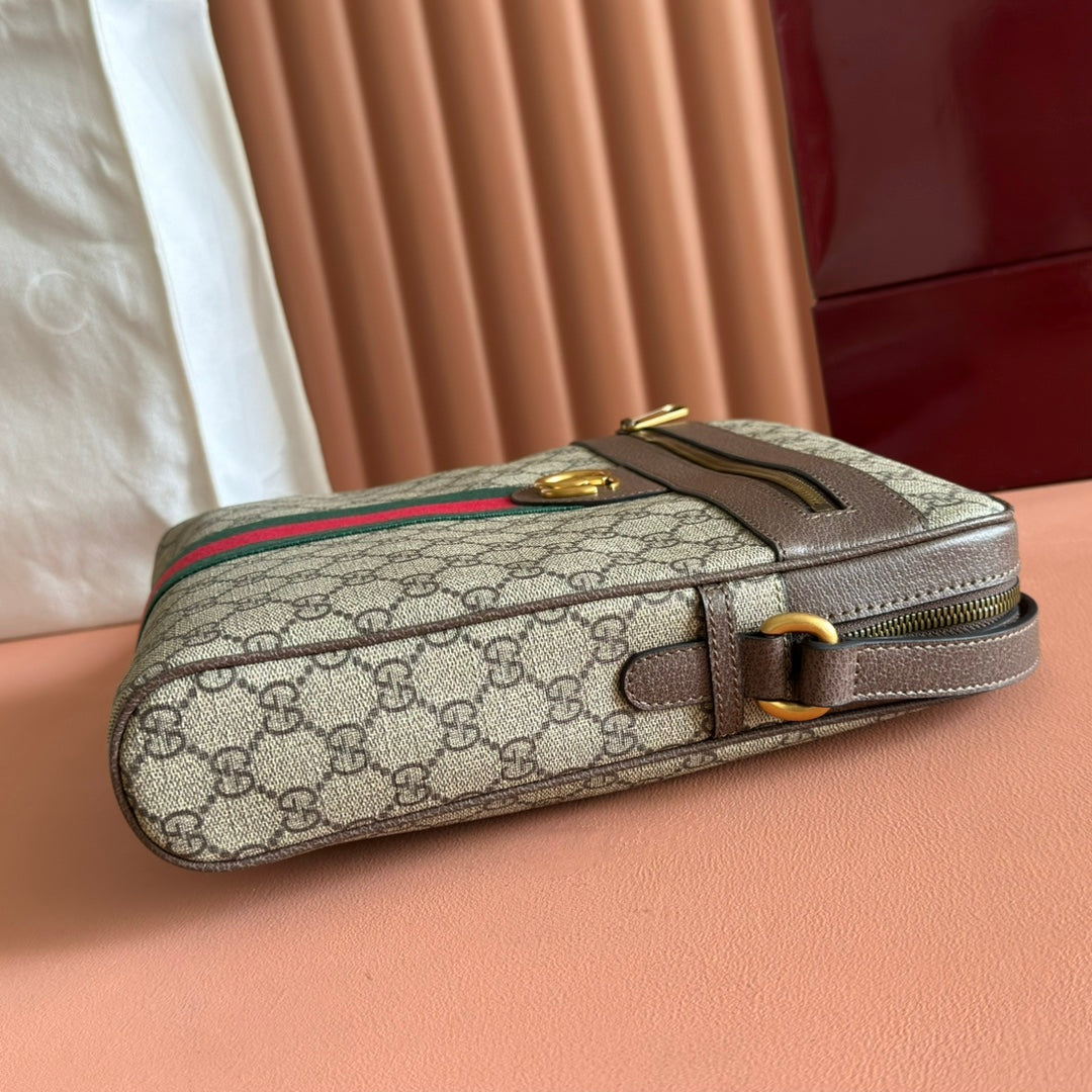 Gucci Ophidia GG Small Messenger Bag Ebony Brown Canvas Leather mysite