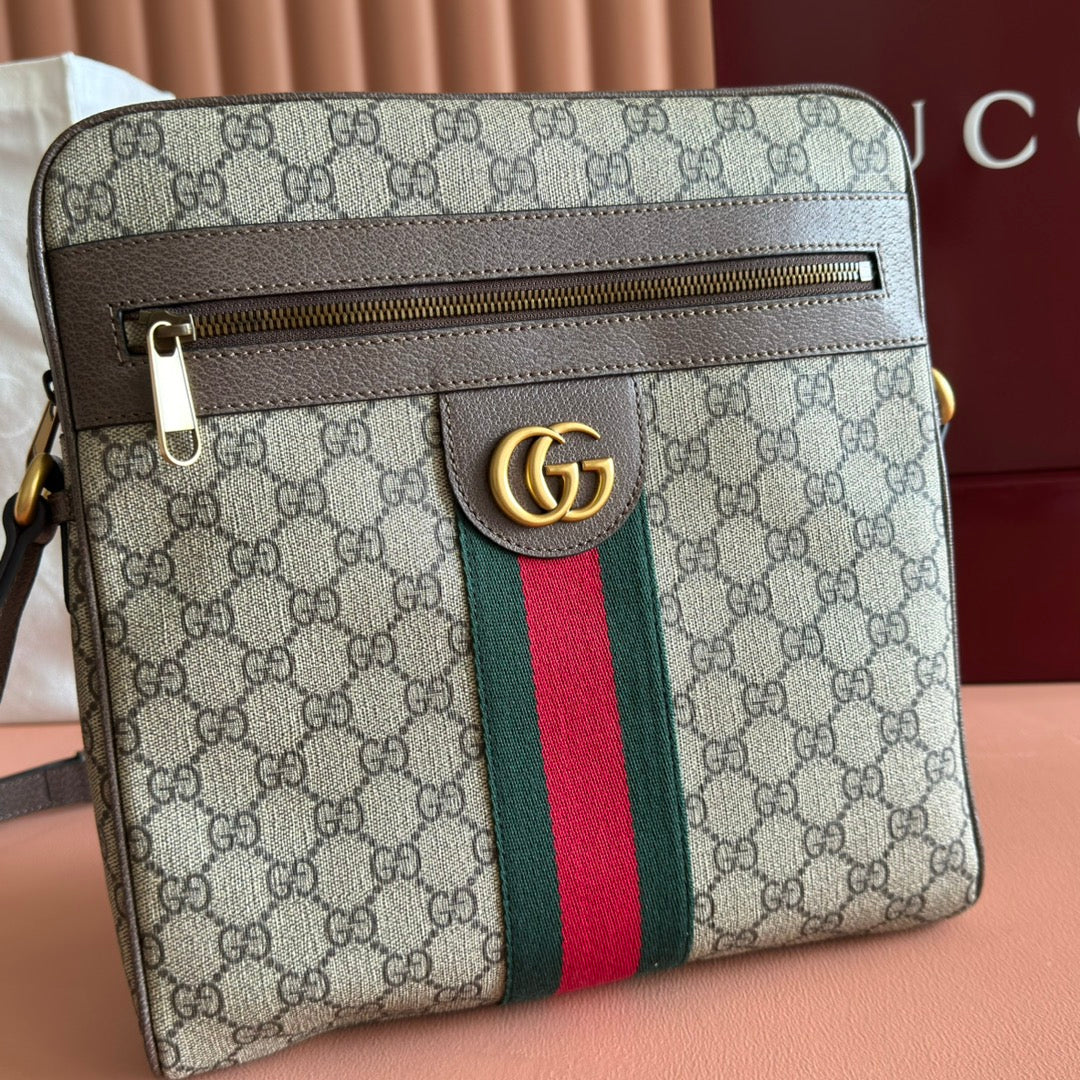 Gucci Ophidia GG Small Messenger Bag Ebony Brown Canvas Leather mysite