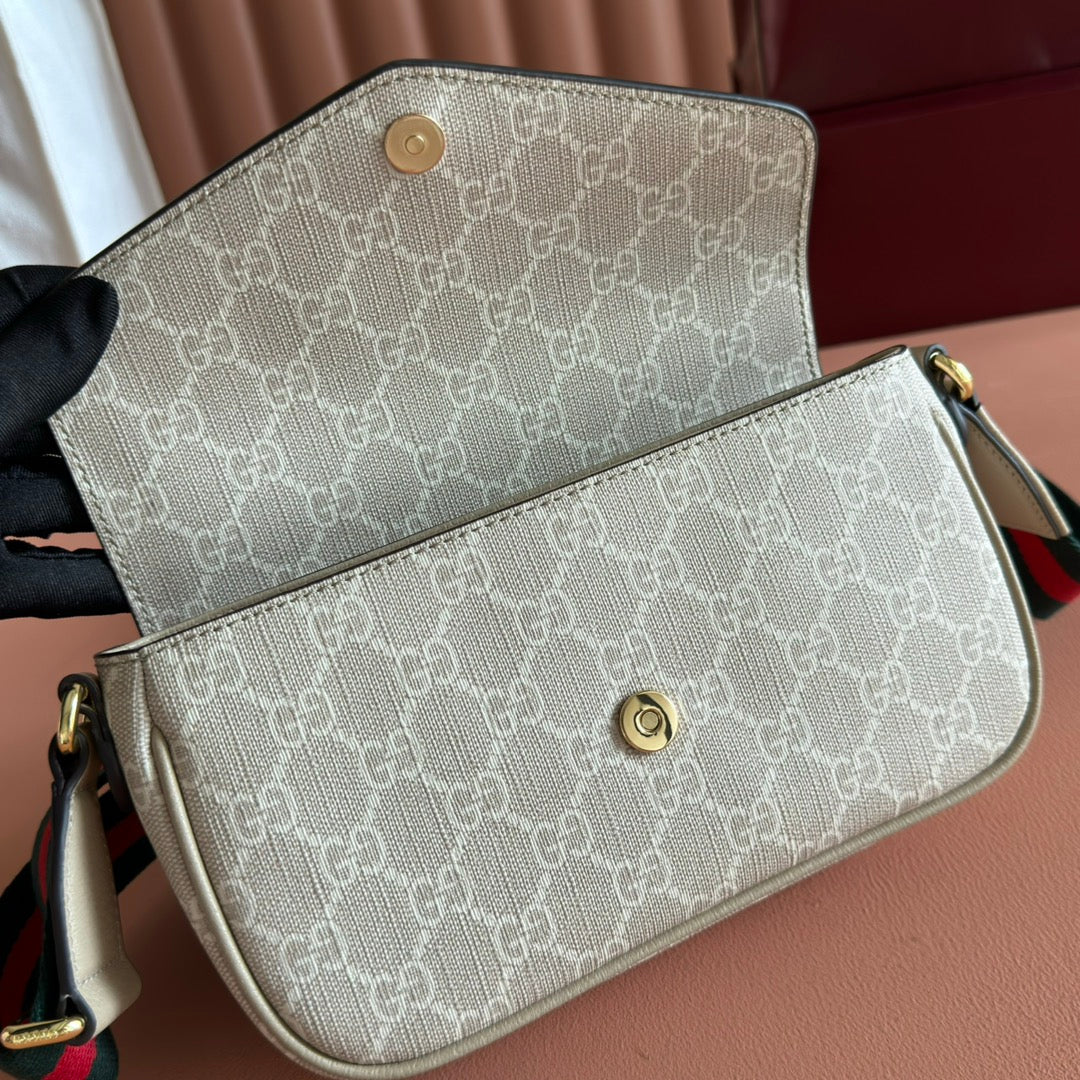 Gucci Ophidia 22cm Bag Beige White Canvas 255219 mysite