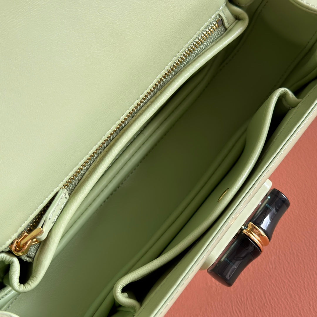 Gucci Bamboo Diva Bag Mint Green Leather 255199 mysite