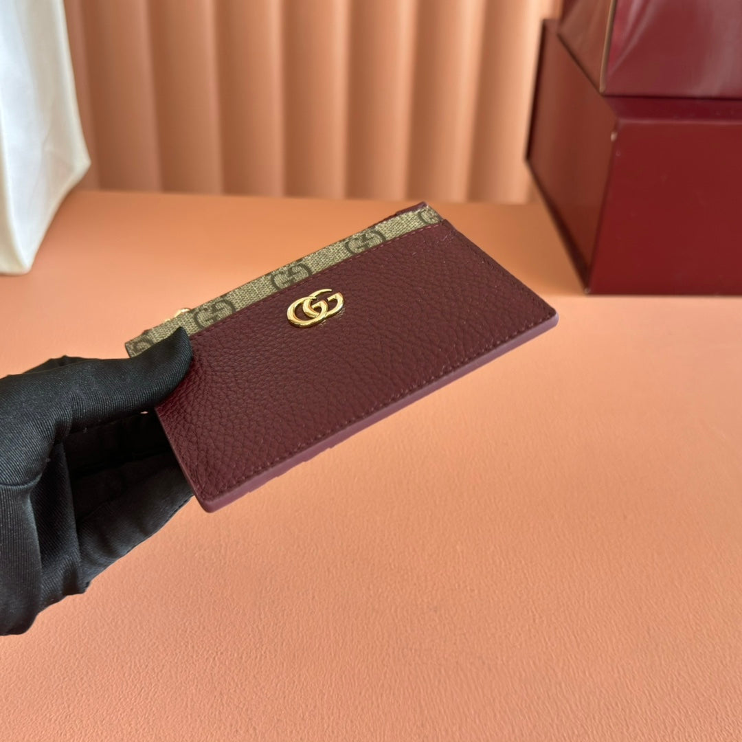 GG Marmont Card Case Zipper Wallet Rosso Ancora Red Leather Canvas 255160 mysite