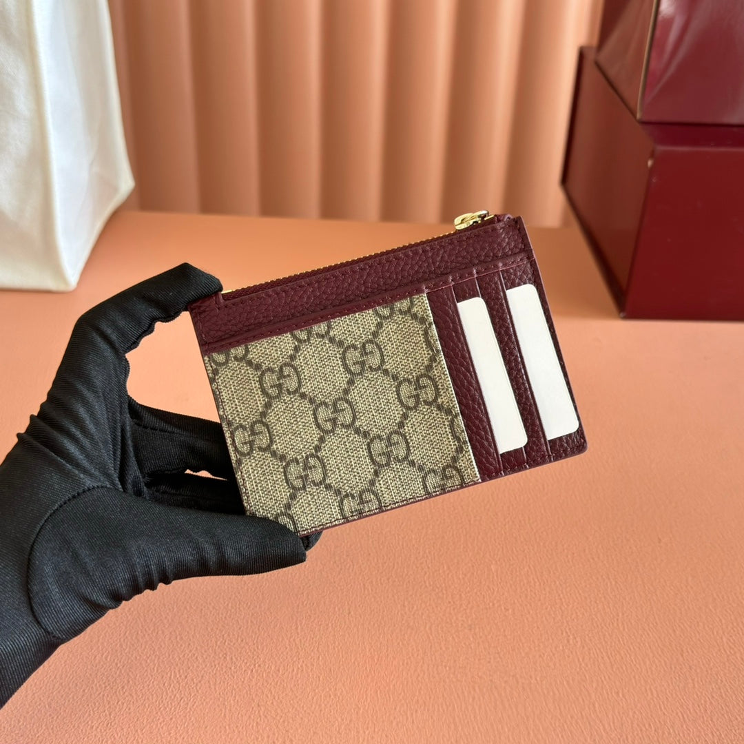 GG Marmont Card Case Zipper Wallet Rosso Ancora Red Leather Canvas 255160 mysite