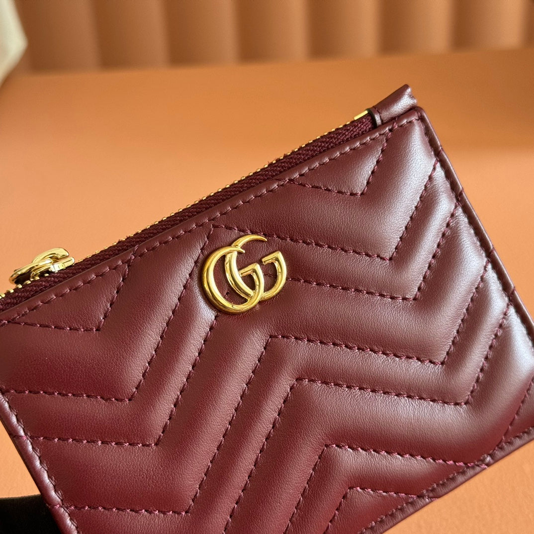 GG Marmont Card Case Zipper Wallet Rosso Ancora Red Leather 255164 mysite