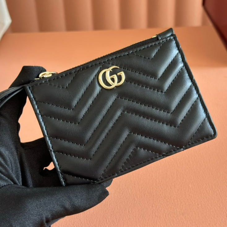 GG Marmont Card Case Zipper Wallet Black Leather 255163 mysite
