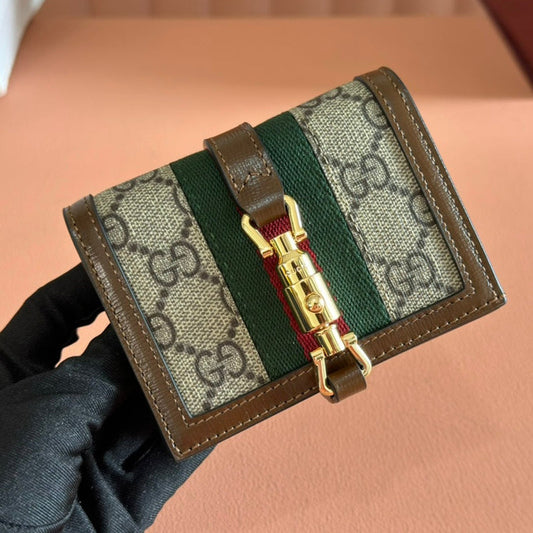 Gucci Jackie Wallet Ebony Brown Canvas Leather 255171 mysite