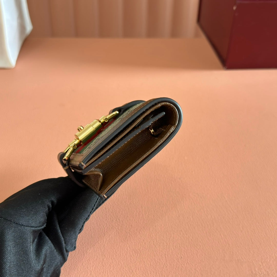 Gucci Jackie Wallet Ebony Brown Canvas Leather 255171 mysite