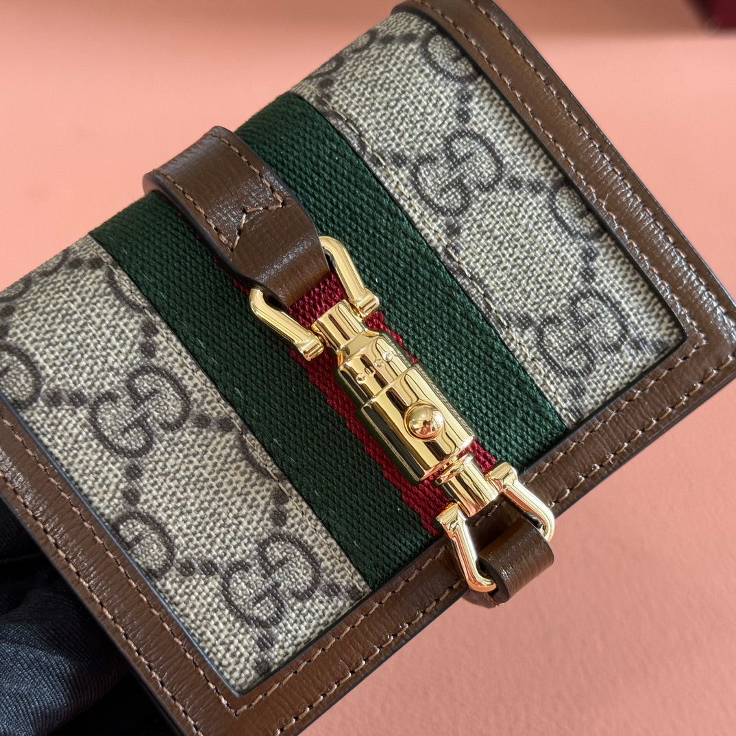 Gucci Jackie Wallet Ebony Brown Canvas Leather 255171 mysite