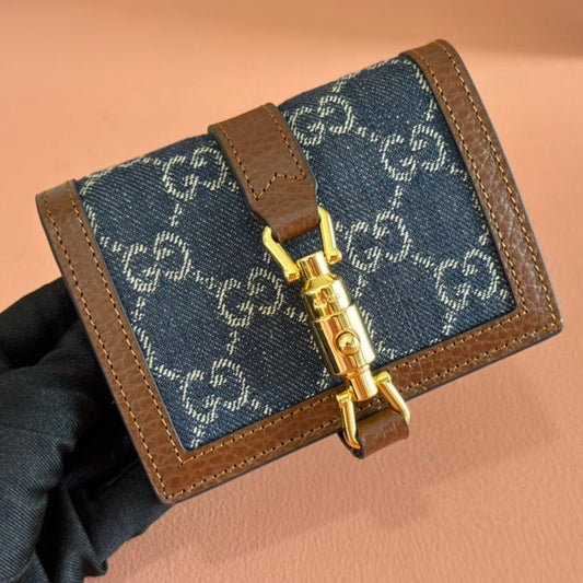 Gucci Jackie Wallet Blue Brown Canvas Leather 255172 mysite