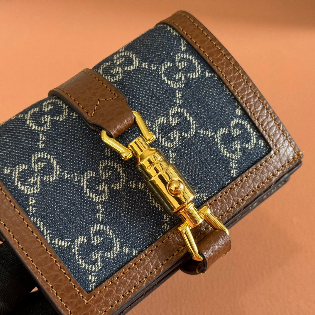 Gucci Jackie Wallet Blue Brown Canvas Leather 255172 mysite