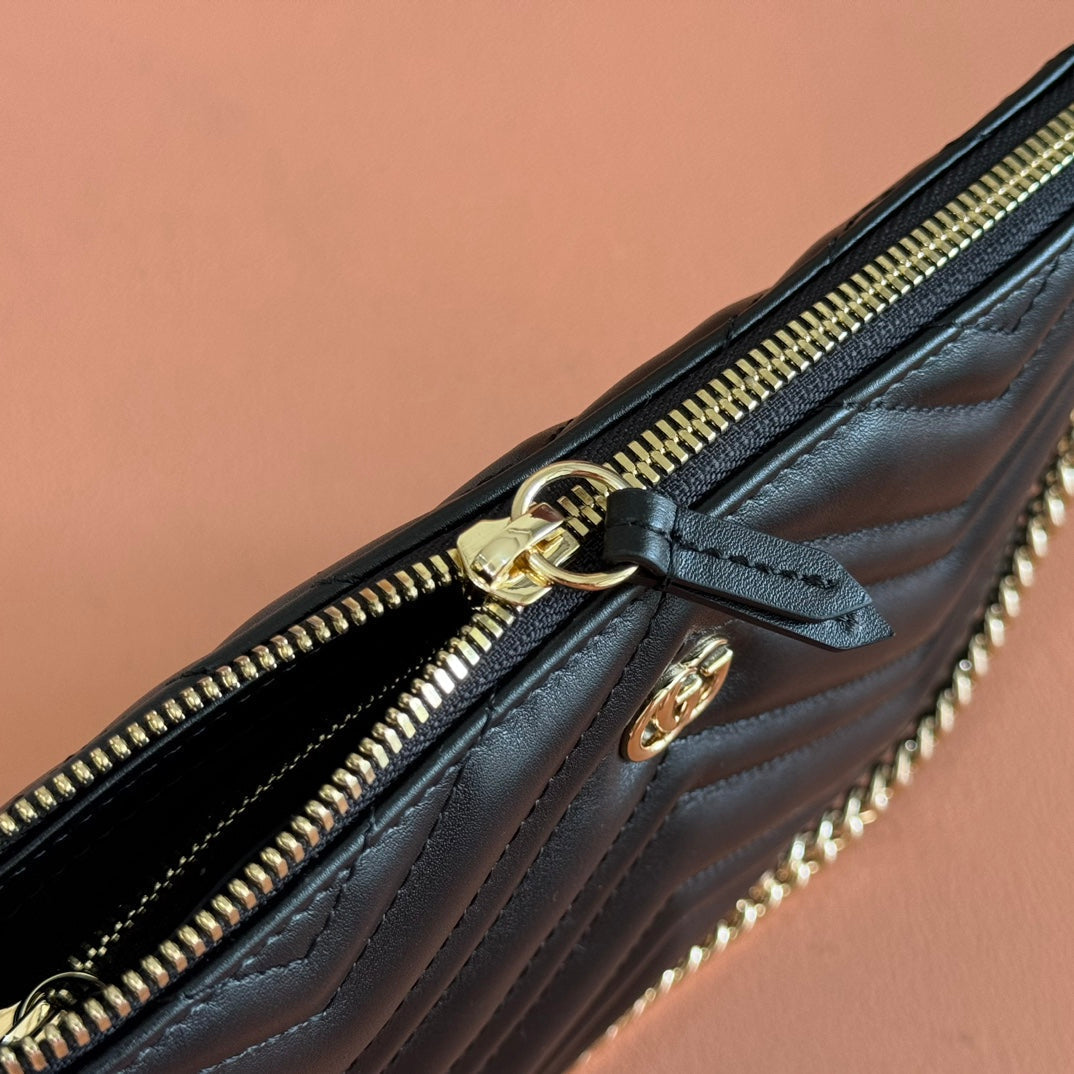 GG Marmont Pochette With Chain Black Cowhide 255061 mysite