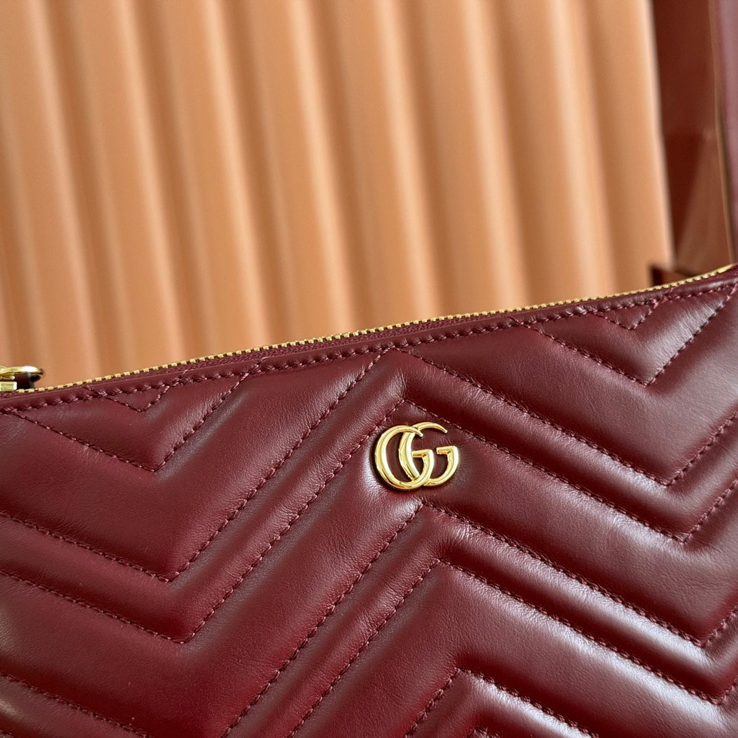 GG Marmont Pochette With Chain Rosso Ancora Red Cowhide 255062 mysite