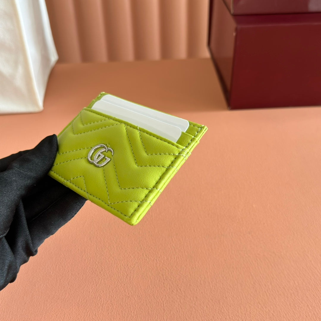 Gucci Marmont Card Wallet Lime Green Calfskin 254956 mysite