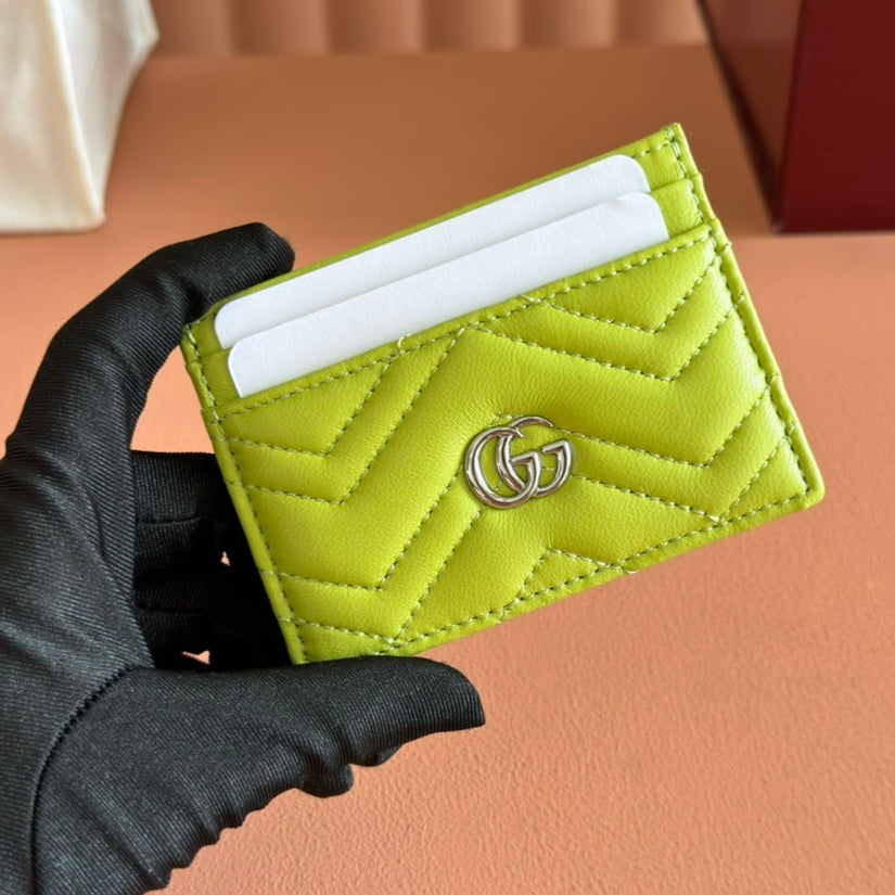 Gucci Marmont Card Wallet Lime Green Calfskin 254956 mysite