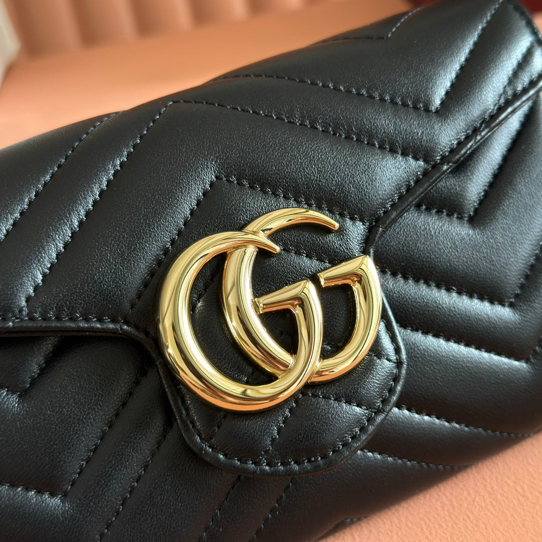 Gucci Marmont Chain Wallet Black Cowhide 254966 mysite