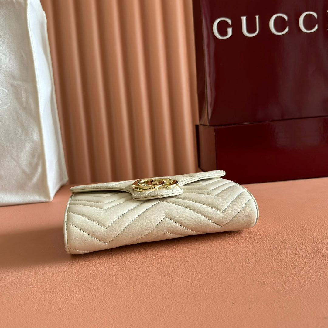Gucci Marmont Chain Wallet White Cowhide 254967 mysite