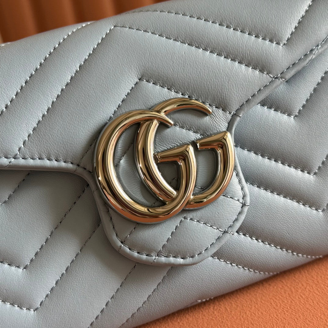 Gucci Marmont Chain Wallet Blue Cowhide 254970 mysite