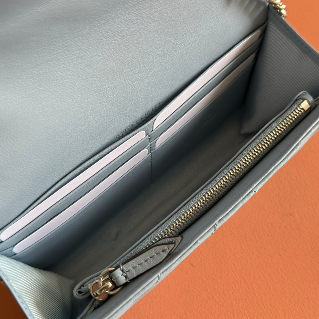 Gucci Marmont Chain Wallet Blue Cowhide 254970 mysite