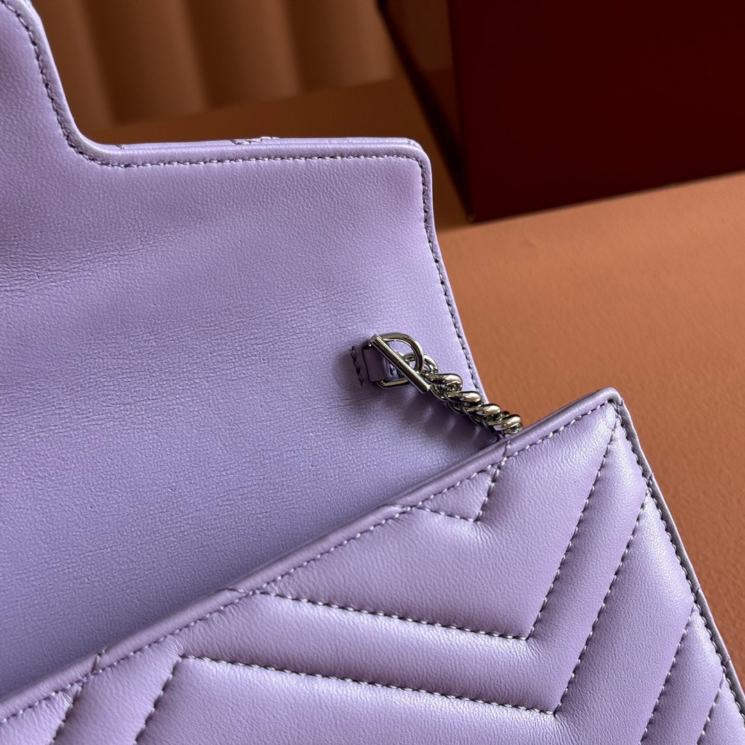 Gucci Marmont Chain Wallet Purple Cowhide 254971 mysite