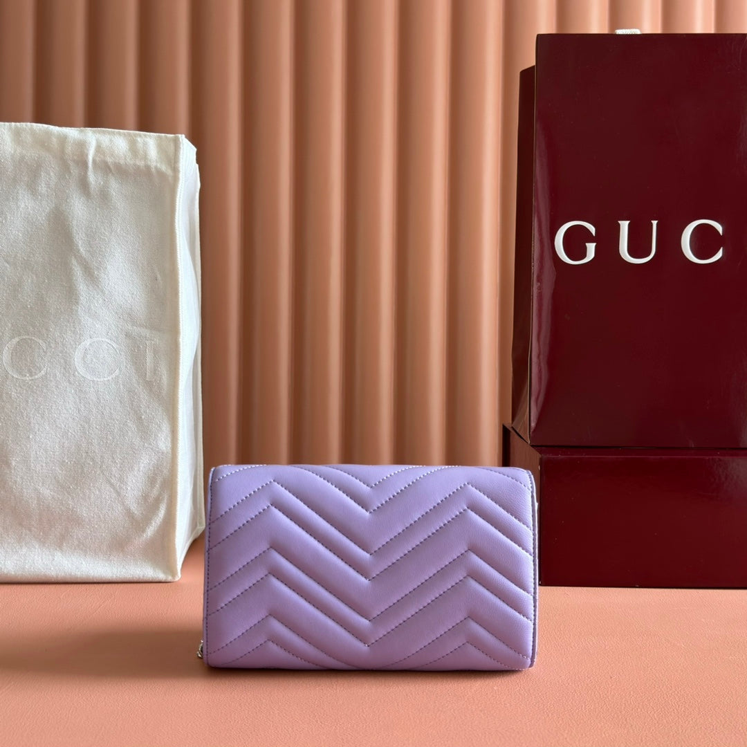 Gucci Marmont Chain Wallet Purple Cowhide 254971 mysite