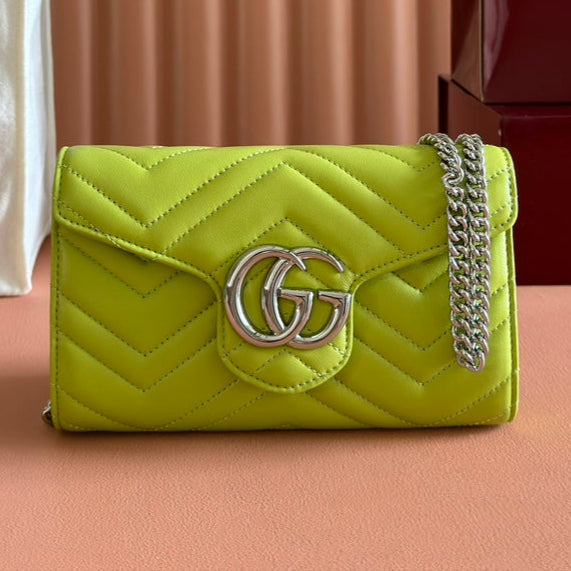 Gucci Marmont Chain Wallet Green Cowhide 254974 mysite