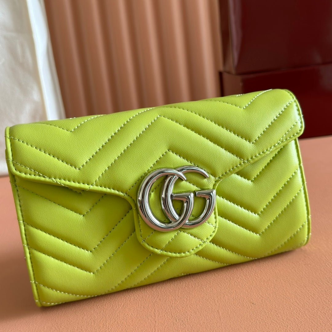 Gucci Marmont Chain Wallet Green Cowhide 254974 mysite