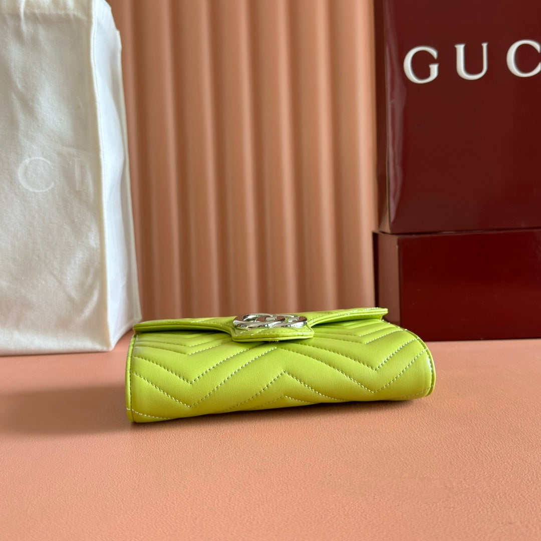 Gucci Marmont Chain Wallet Green Cowhide 254974 mysite