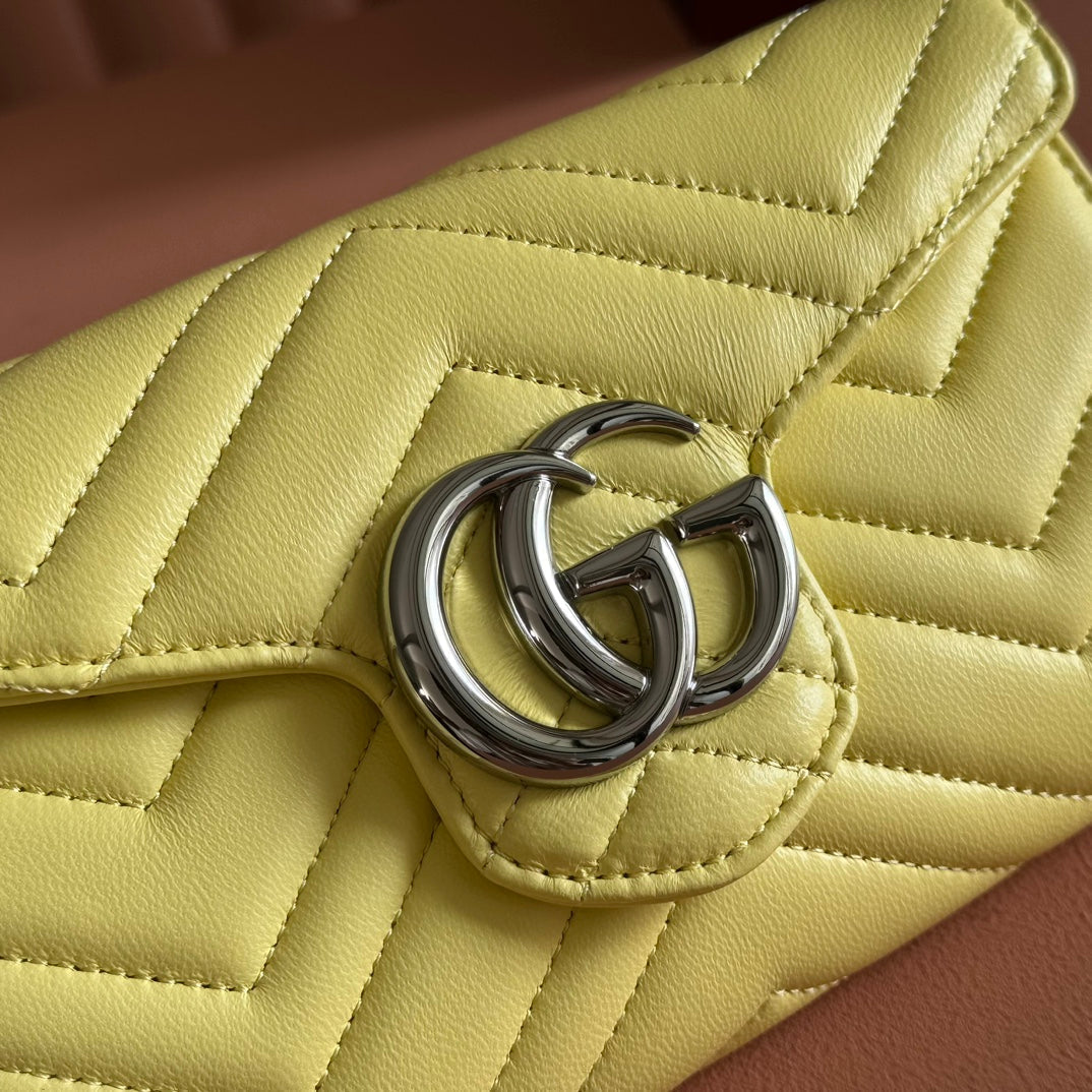Gucci Marmont Chain Wallet Yellow Cowhide 254973 mysite