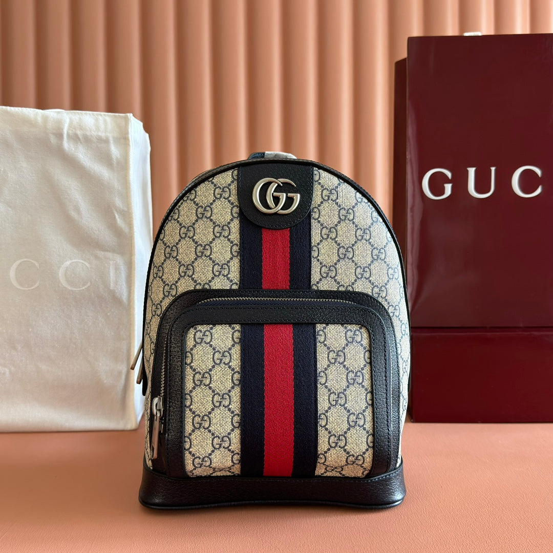 GG Small Ophidia Backpack Beige & Black GG Monogram Fabric 272185 mysite