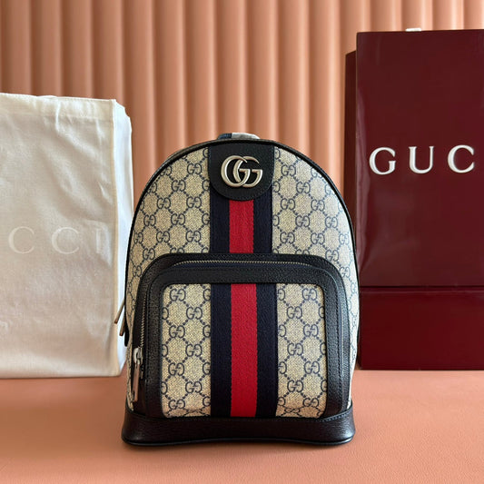 GG Small Ophidia Backpack Beige & Black GG Monogram Fabric 272185 mysite