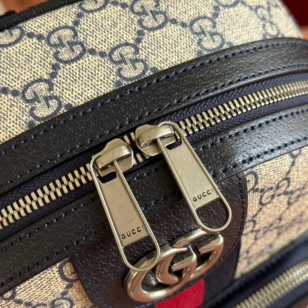 GG Small Ophidia Backpack Beige & Black GG Monogram Fabric 272185 mysite