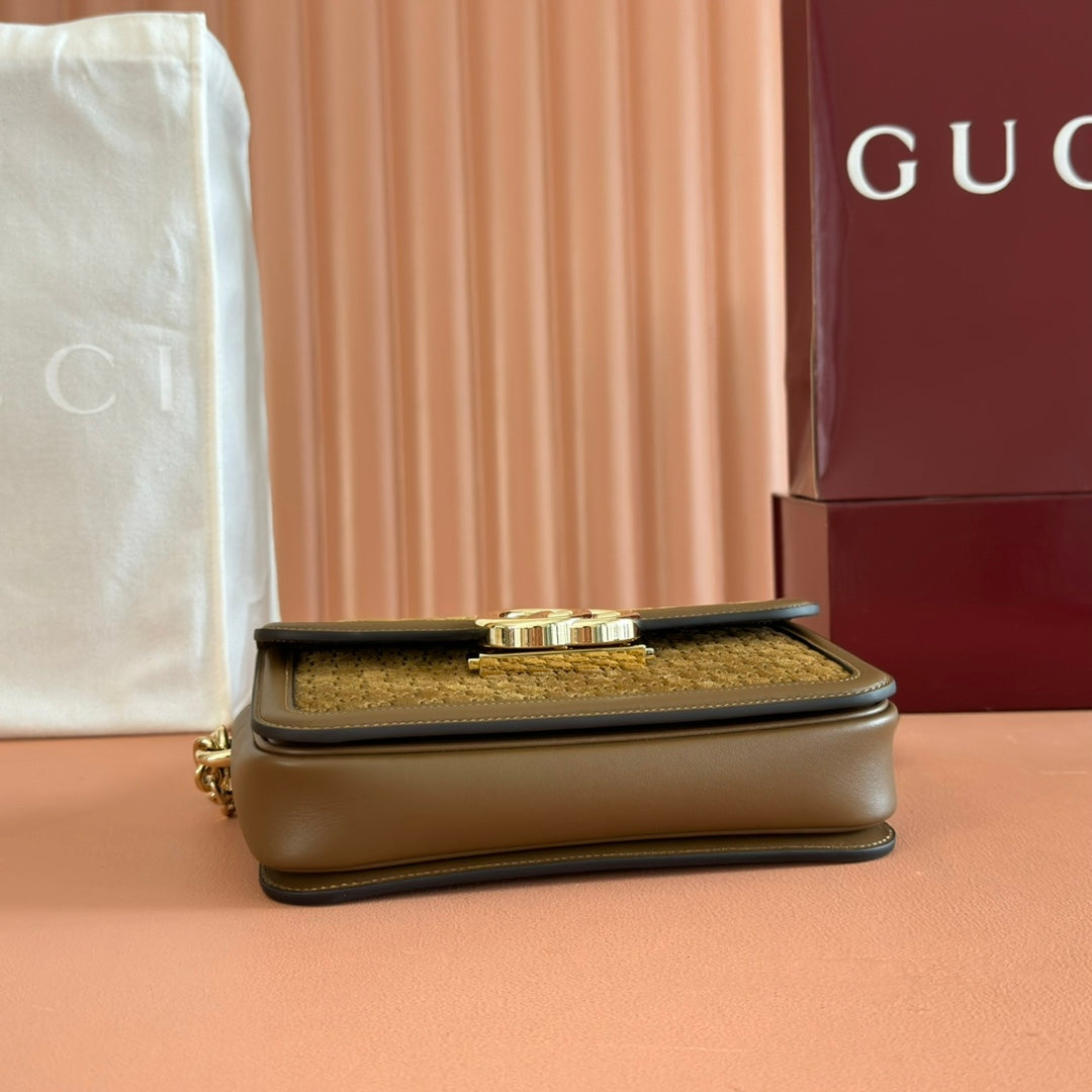 GG Go Small Shoulder Bag Dark Brown Suede Cafskin 272157 mysite