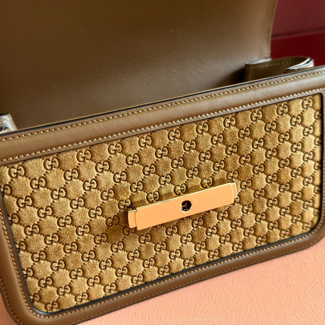 GG Go Small Shoulder Bag Dark Brown Suede Cafskin 272157 mysite