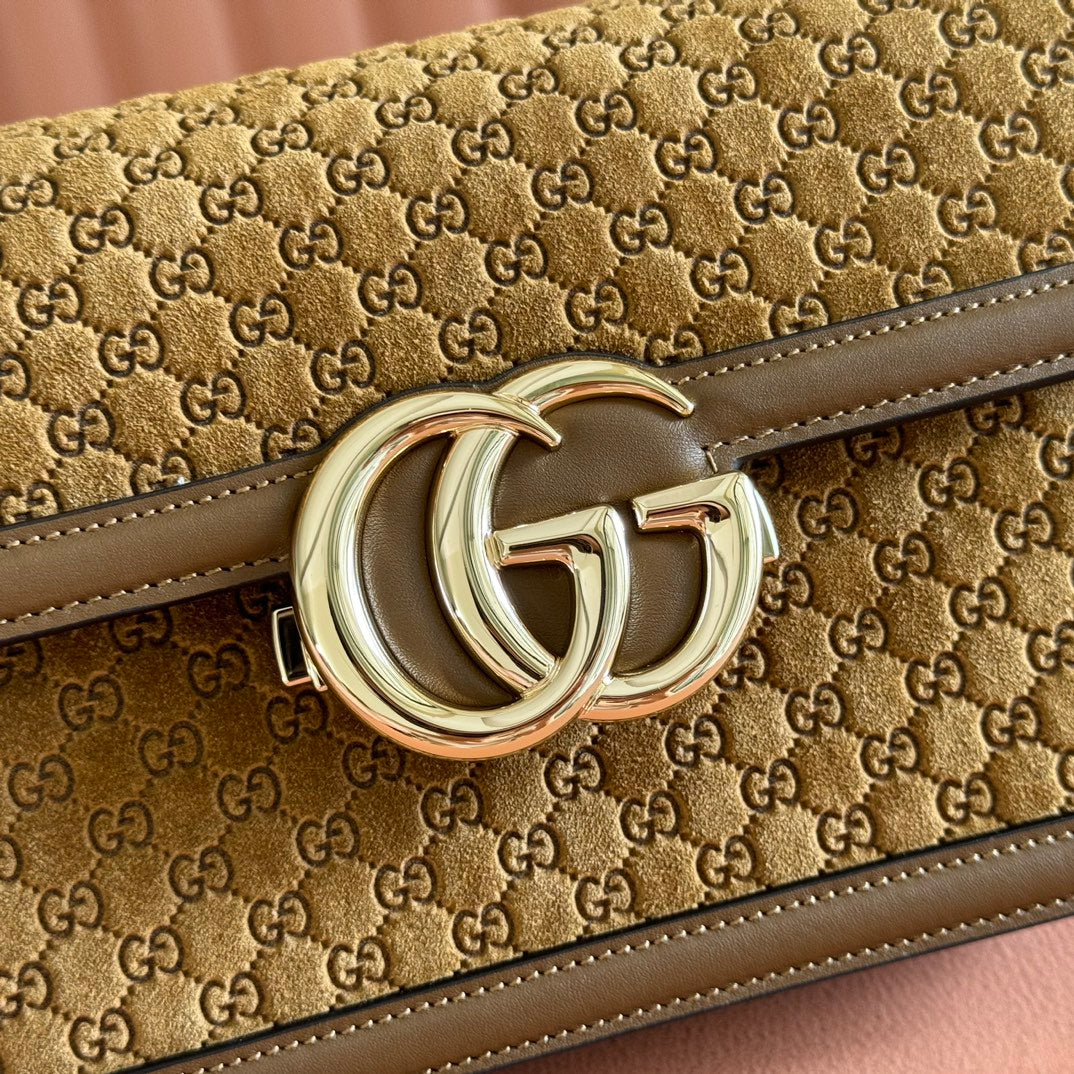 GG Go Small Shoulder Bag Dark Brown Suede Cafskin 272157 mysite