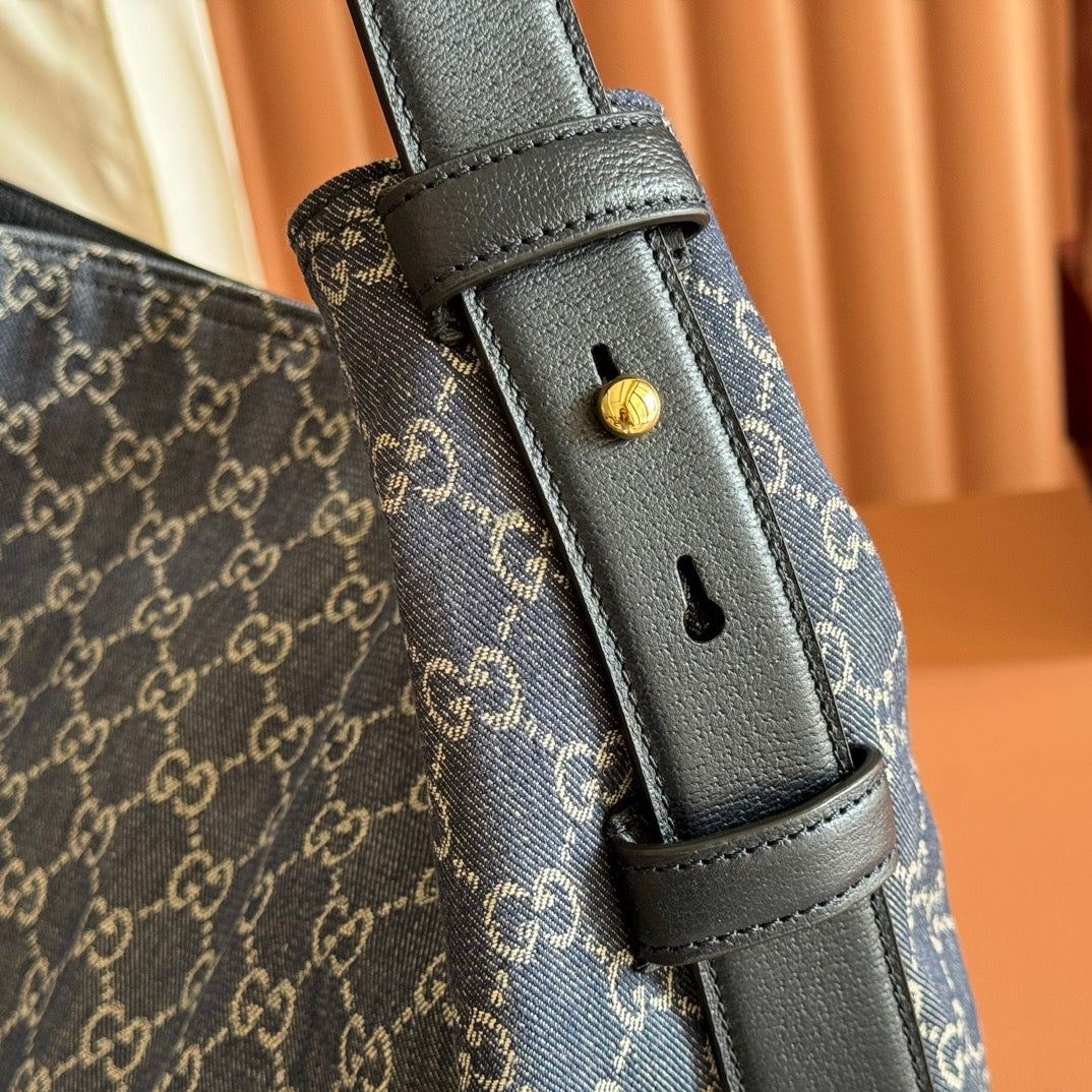 GG Beatrix Large Tote Bag  Beige & Dark Blue GG Monogram Fabric Monogram Fabric mysite