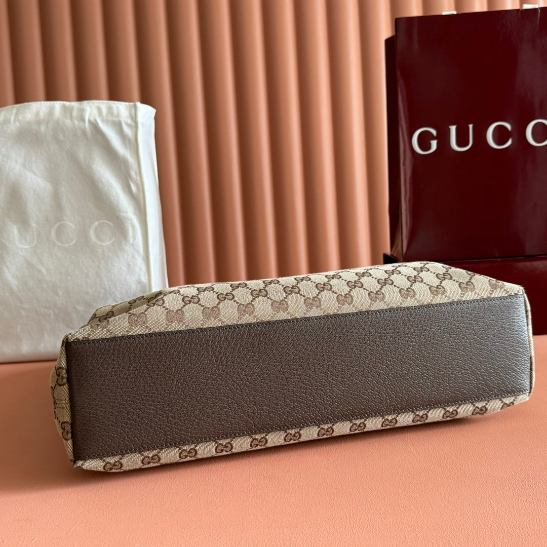 GG Beatrix Large Tote Bag  Beige & Dark Brown GG Monogram Fabric 272142 mysite