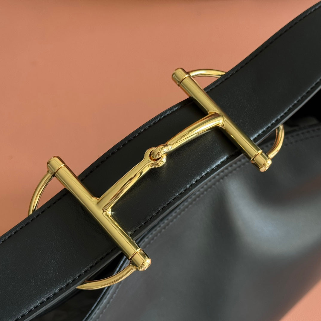 GG Beatrix Large Tote Bag Black Smooth Leather GHW 272128 mysite