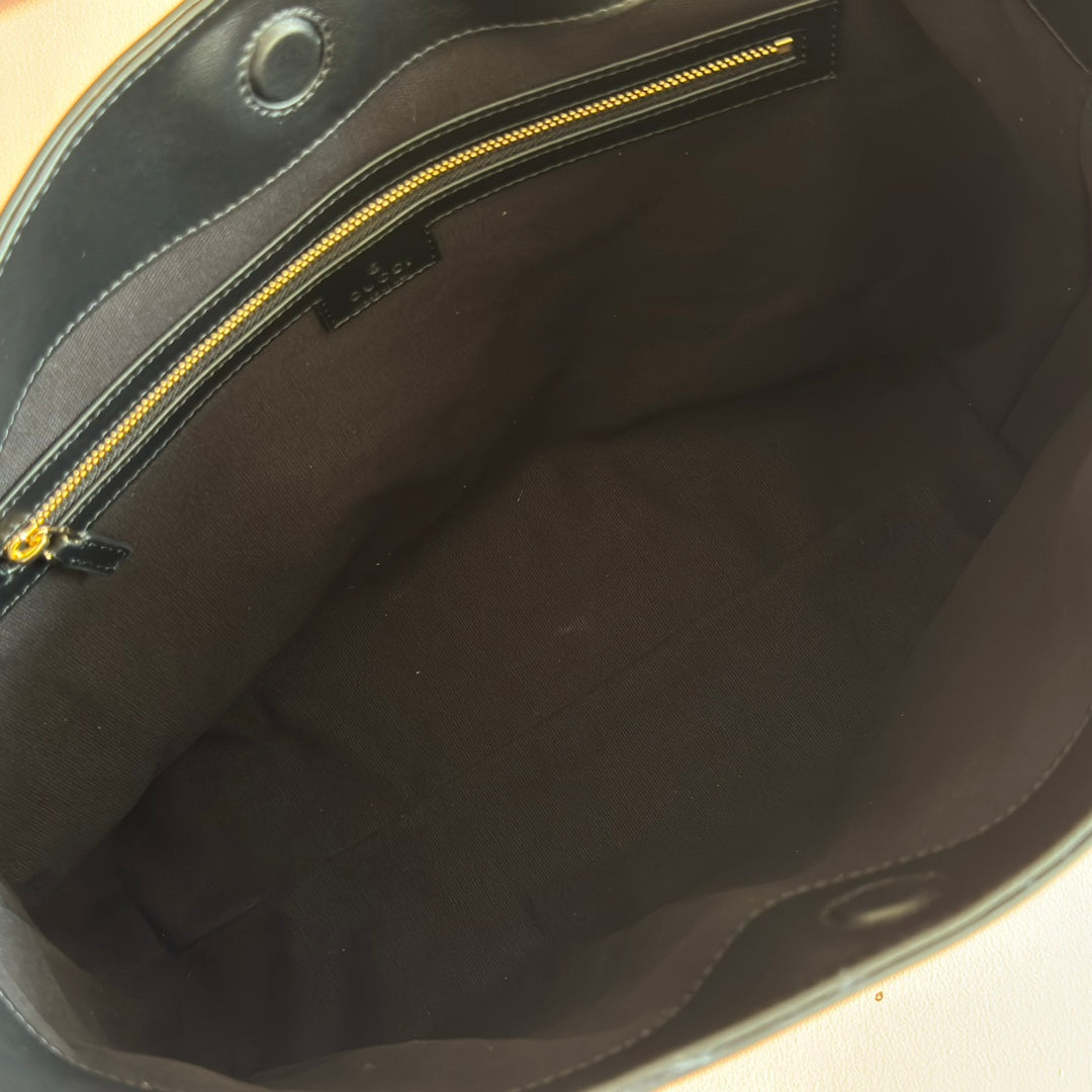 GG Beatrix Large Tote Bag Black Smooth Leather GHW 272128 mysite