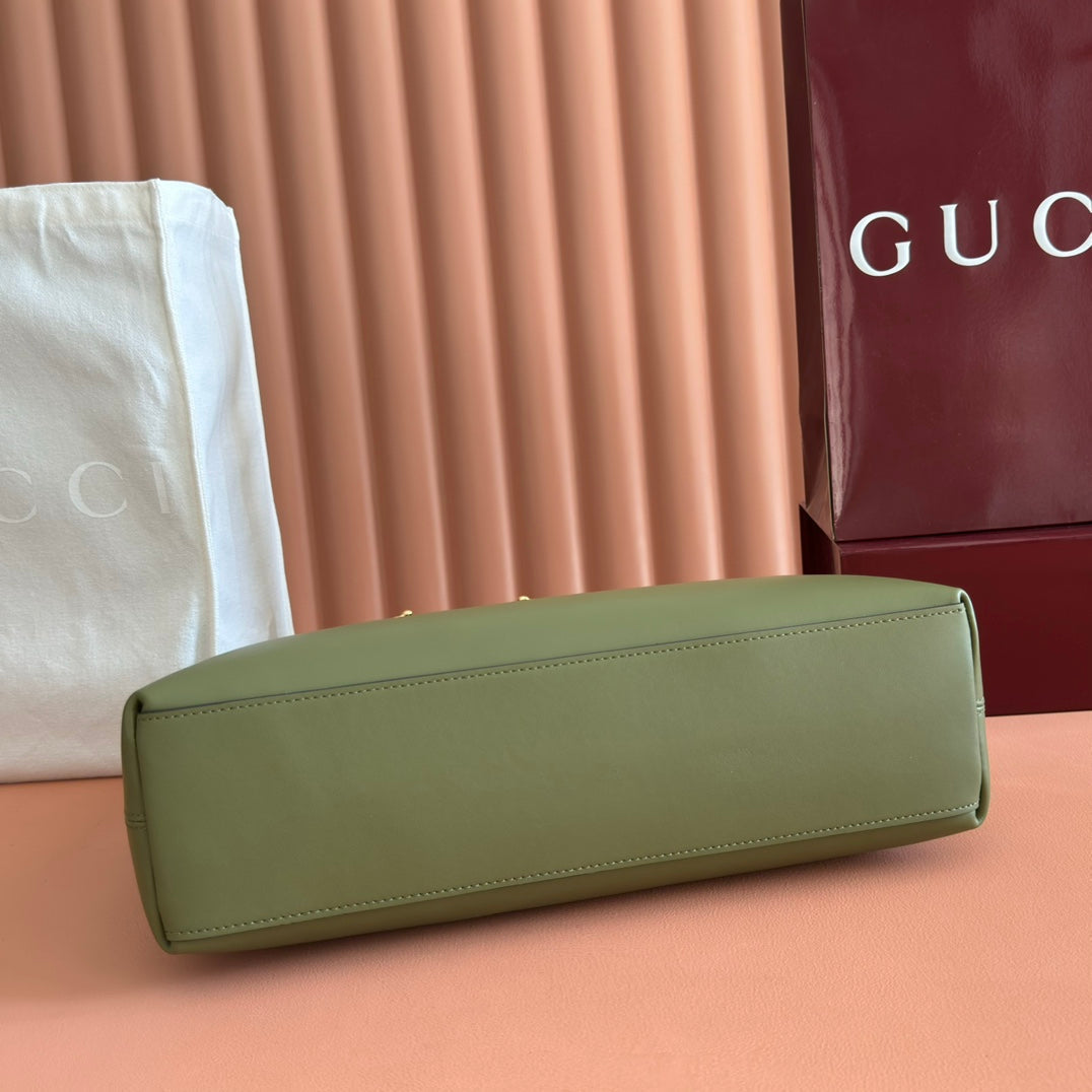 GG Beatrix Medium Tote Bag Olive Green Smooth Leather GHW 272147 mysite