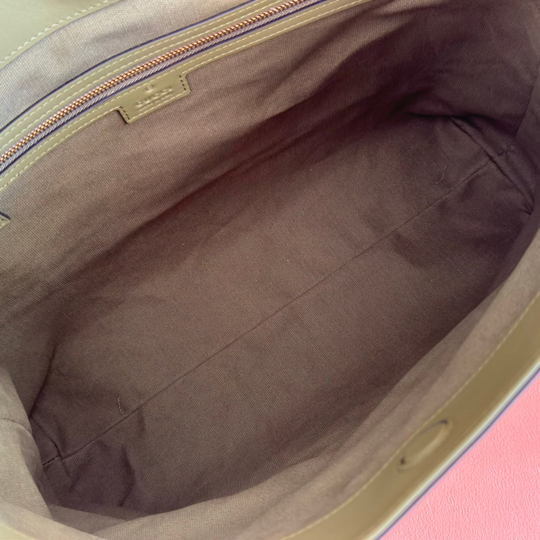 GG Beatrix Medium Tote Bag Olive Green Smooth Leather GHW 272147 mysite