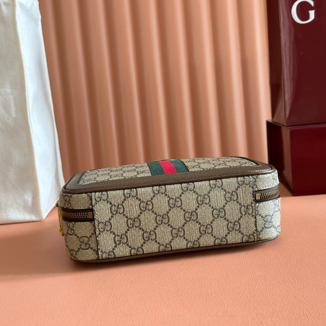 GG Ophidia Small Crossbody Bag Beige & Dark Brown GG Monogram Fabric 272074 mysite