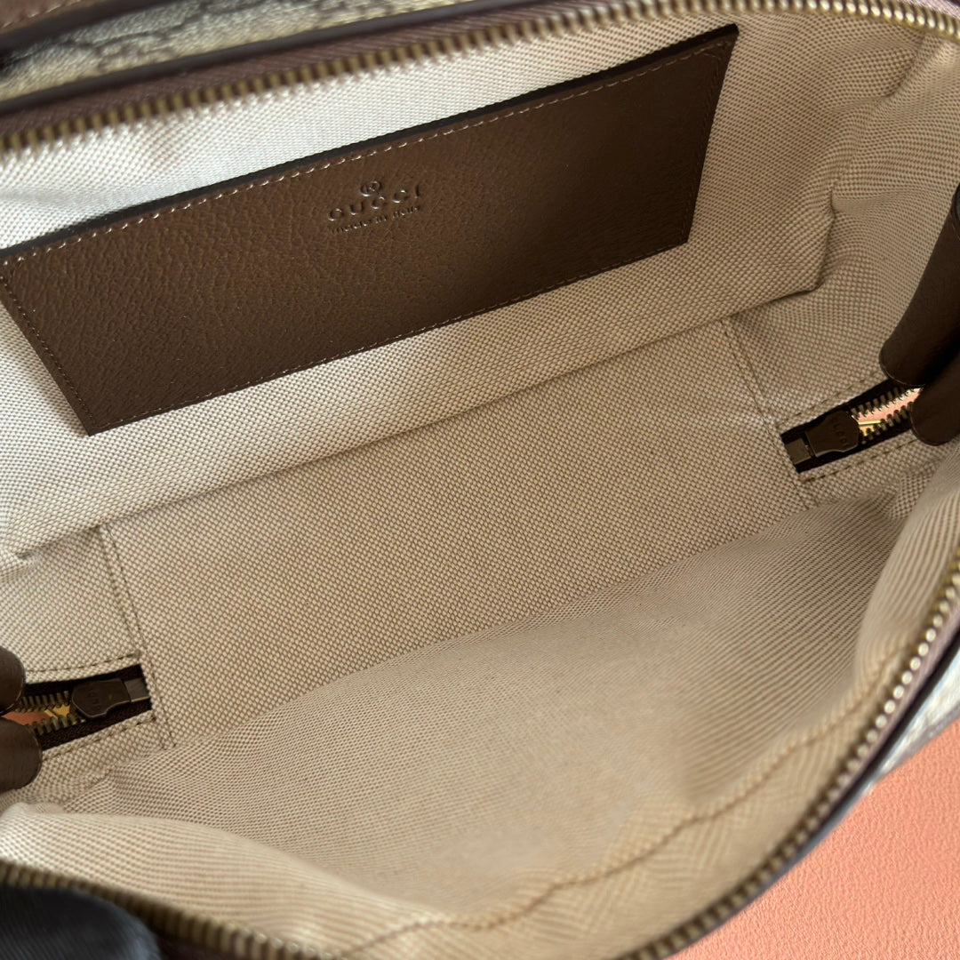 GG Ophidia Small Crossbody Bag Beige & Dark Brown GG Monogram Fabric 272074 mysite