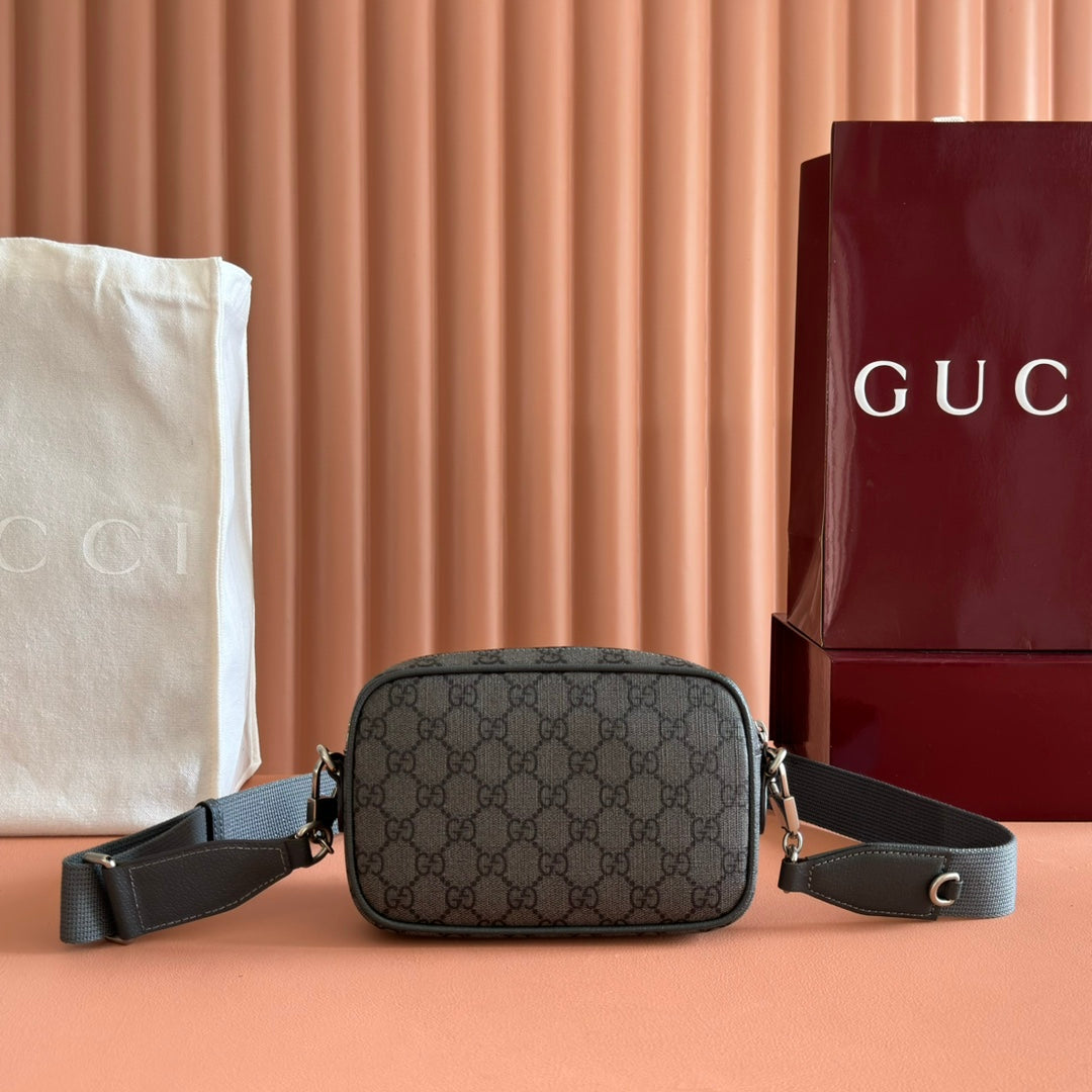 Gucci Ophidia Mini Handbag Gray Canvas Leather 272066 mysite