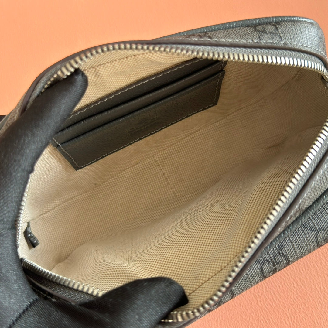 Gucci Ophidia Mini Handbag Gray Canvas Leather 272066 mysite