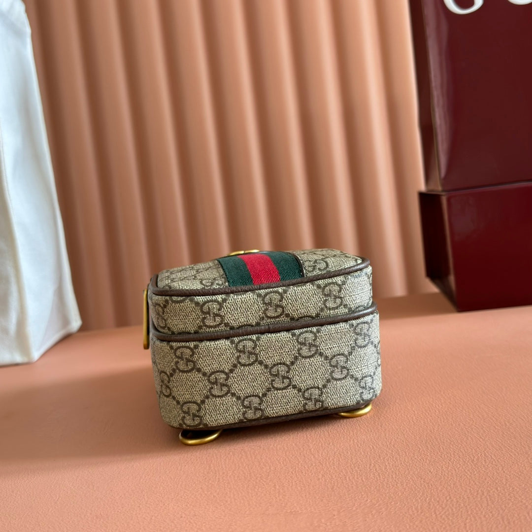 GG Ophidia Mini Messenger Beige& Dark Brown GG Monogram Fabric 272069 mysite