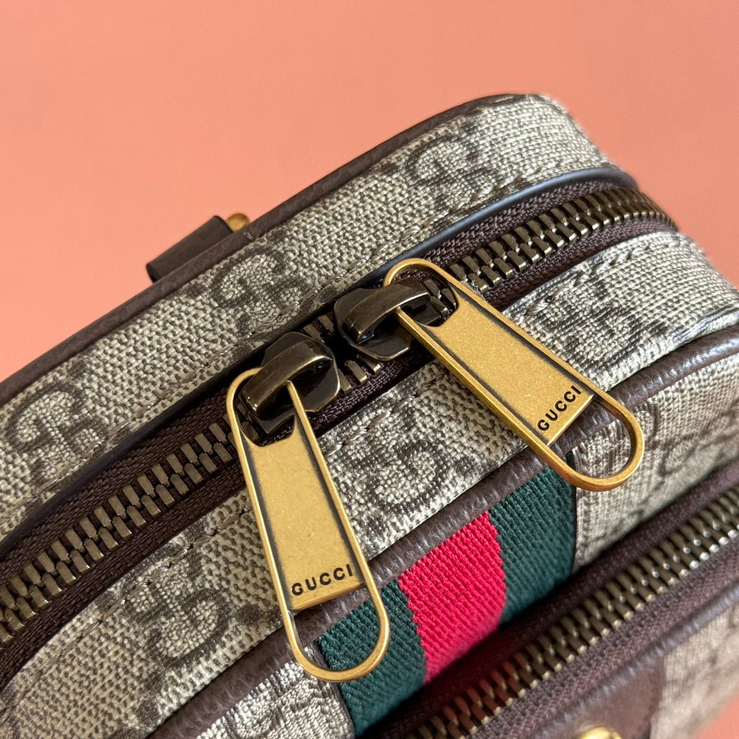 GG Ophidia Mini Messenger Beige& Dark Brown GG Monogram Fabric 272069 mysite